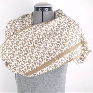 MICHAEL Michael Kors Tan and White MK Logo Infinity Scarf NEW